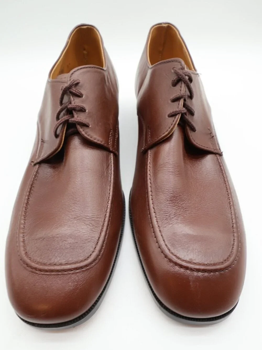 James Pepper Vintage 80s Derby Dress Shoes Mens 12 Brown Leather NOS